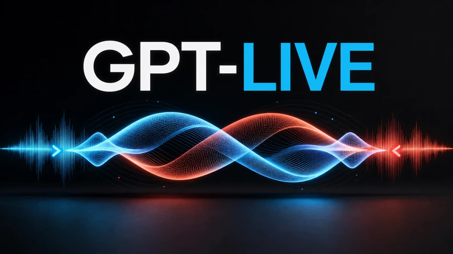 GPT-Live above two intertwined audio waves representing a full-duplex conversation